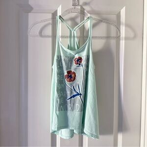 Old Navy Mint Floral Racerback Tank Top